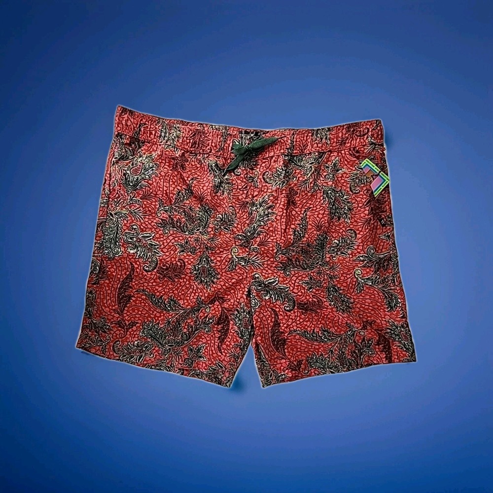 NWT Houston White Men's 2XL Swim Trunks Shorts Drawstring Waist Modern AOP New